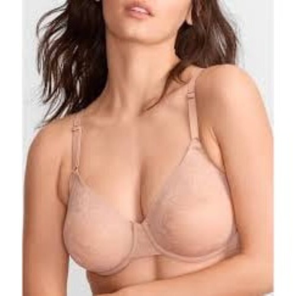 Wacoal High Profile Underwire Bra 851388 Roebuck 40C Nude Sheer Mesh See Through